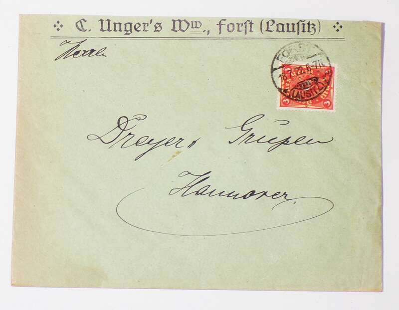 Brief Unger Forst Lausitz 1922 