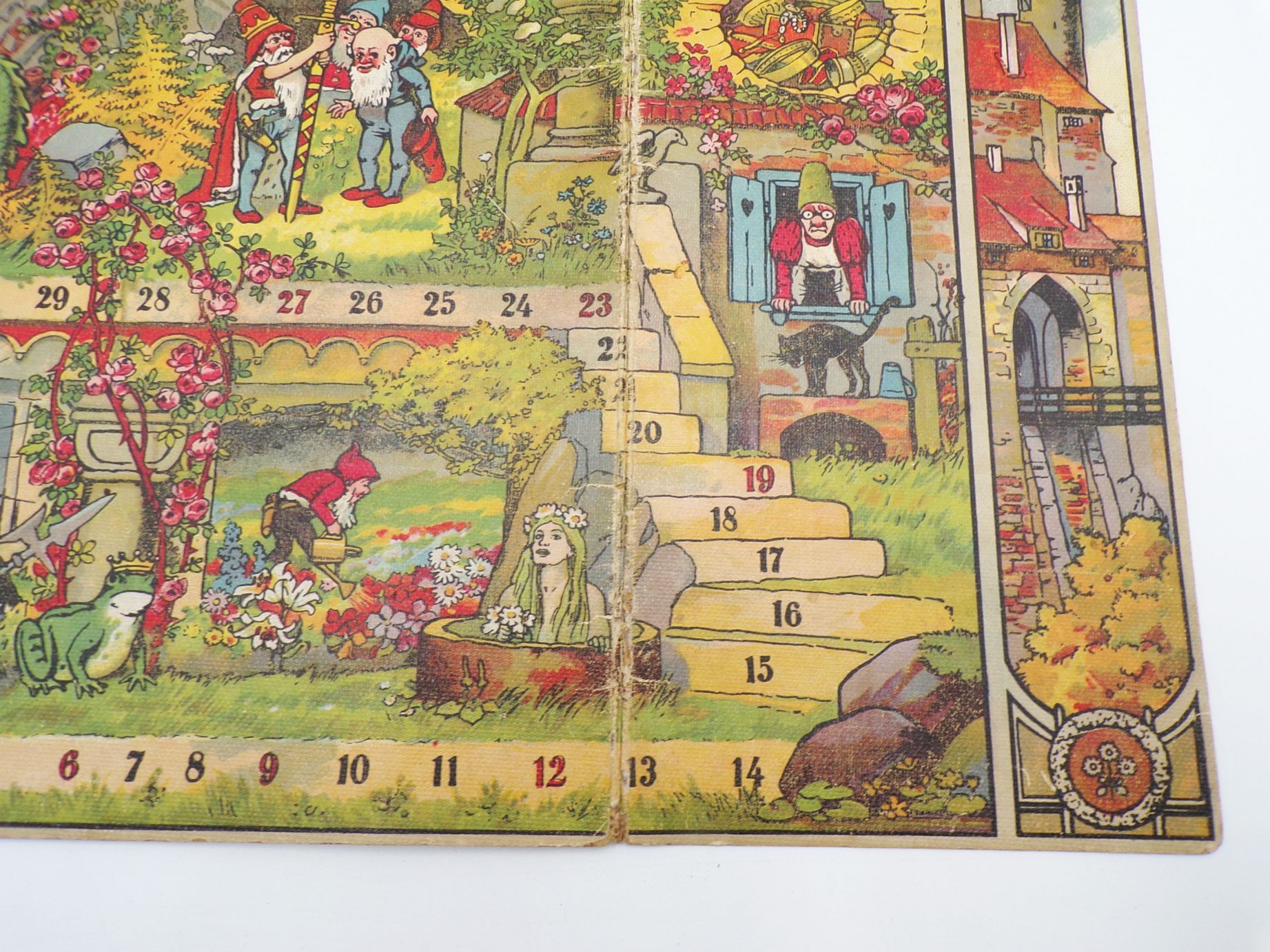 Alter Spielplan Märchen Zwerge Wichtel Froschkönig um 1930 Alter Spielplan Märchen Zwerge Wichtel Froschkönig um 1930