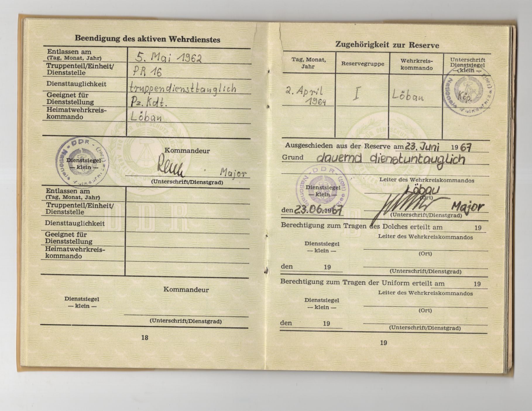 NVA Wehrpaß 1964 Panzer NVA Wehrpaß 1964 Panzer