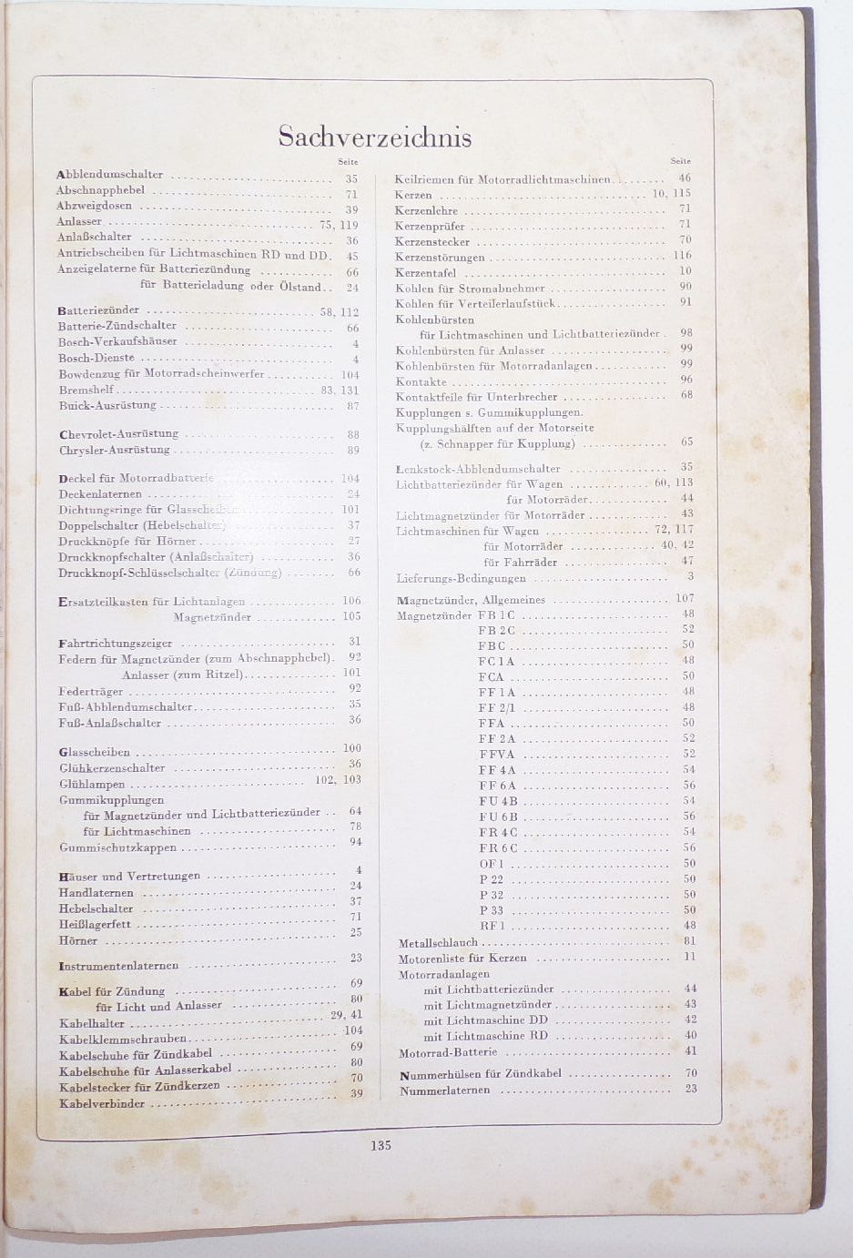 Bosch Katalog 1931 KfZ Zubehör Automoblil Motorrad Teile Oldtimer 