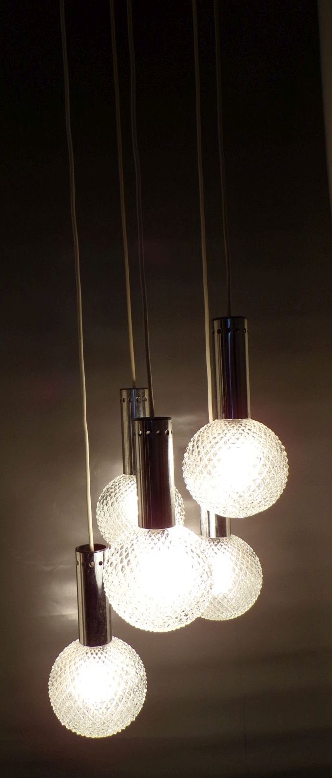 Alte Kaskadenlampe 5er Deckenleuchte Pendellampe 1970er Rund Alte Kaskadenlampe 5er Deckenleuchte Pendellampe 1970er Rund