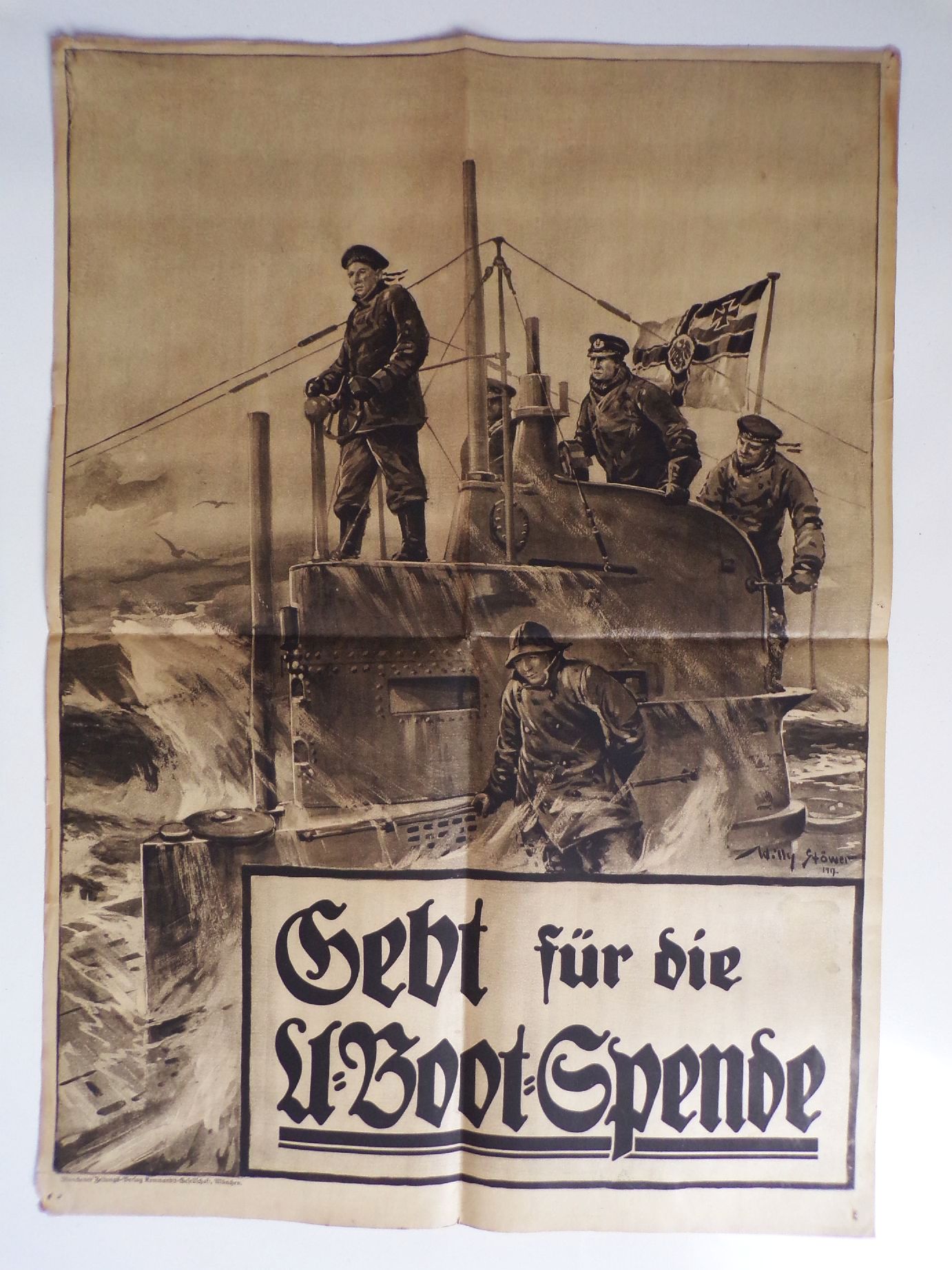 Plakat Willy Stöwer U Boot Spende 1 Wk WW1 Kriegsmarine Plakat Willy Stöwer U Boot Spende 1 Wk WW1 Kriegsmarine