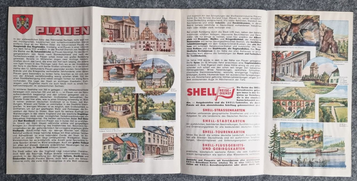 Shell Stadtkarte Nr 43 Plauen im Vogtland Stadtplan 1930er Rathausturm Shell Stadtkarte Nr 43 Plauen im Vogtland Stadtplan 1930er Rathausturm
