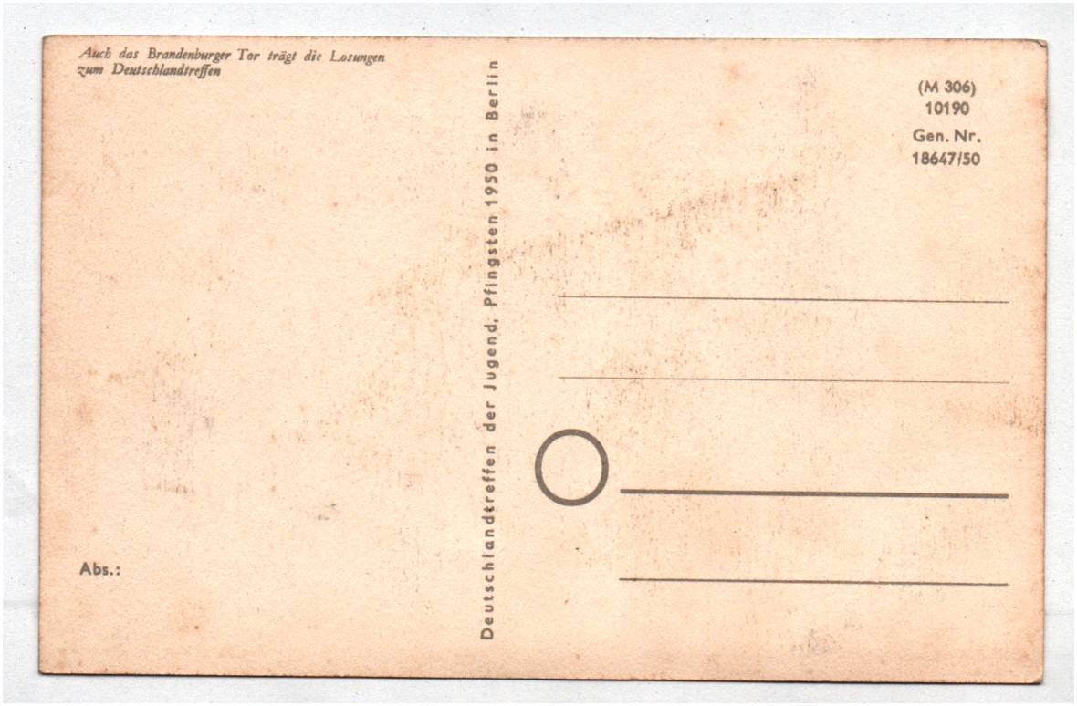 Ak Berlin Brandenburger Tor Deutschlandtreffen Banner 1950 Ak Berlin Brandenburger Tor Deutschlandtreffen Banner 1950