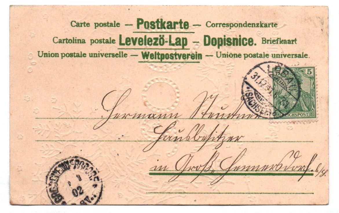 Neujahr Ak Uhu sitzt auf Baum 1902 