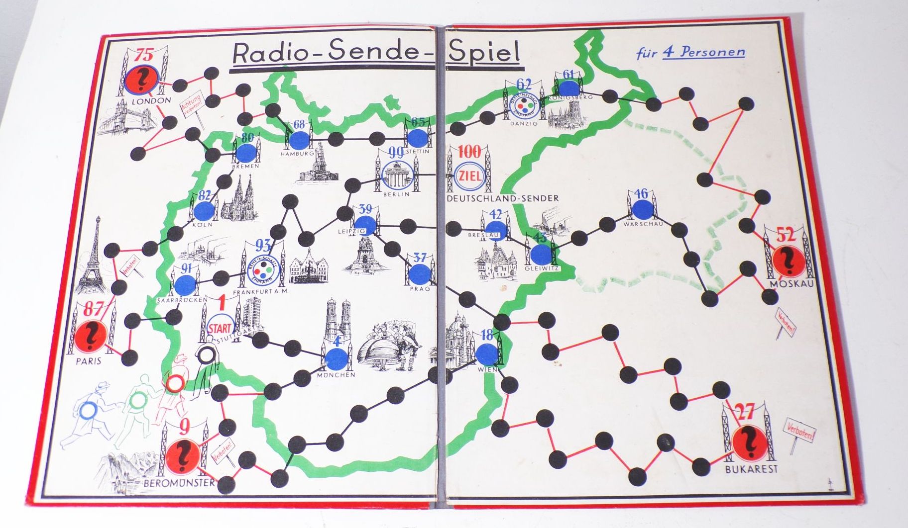Radio Sende Spiel Würfelspiel Spielbrett 1930er