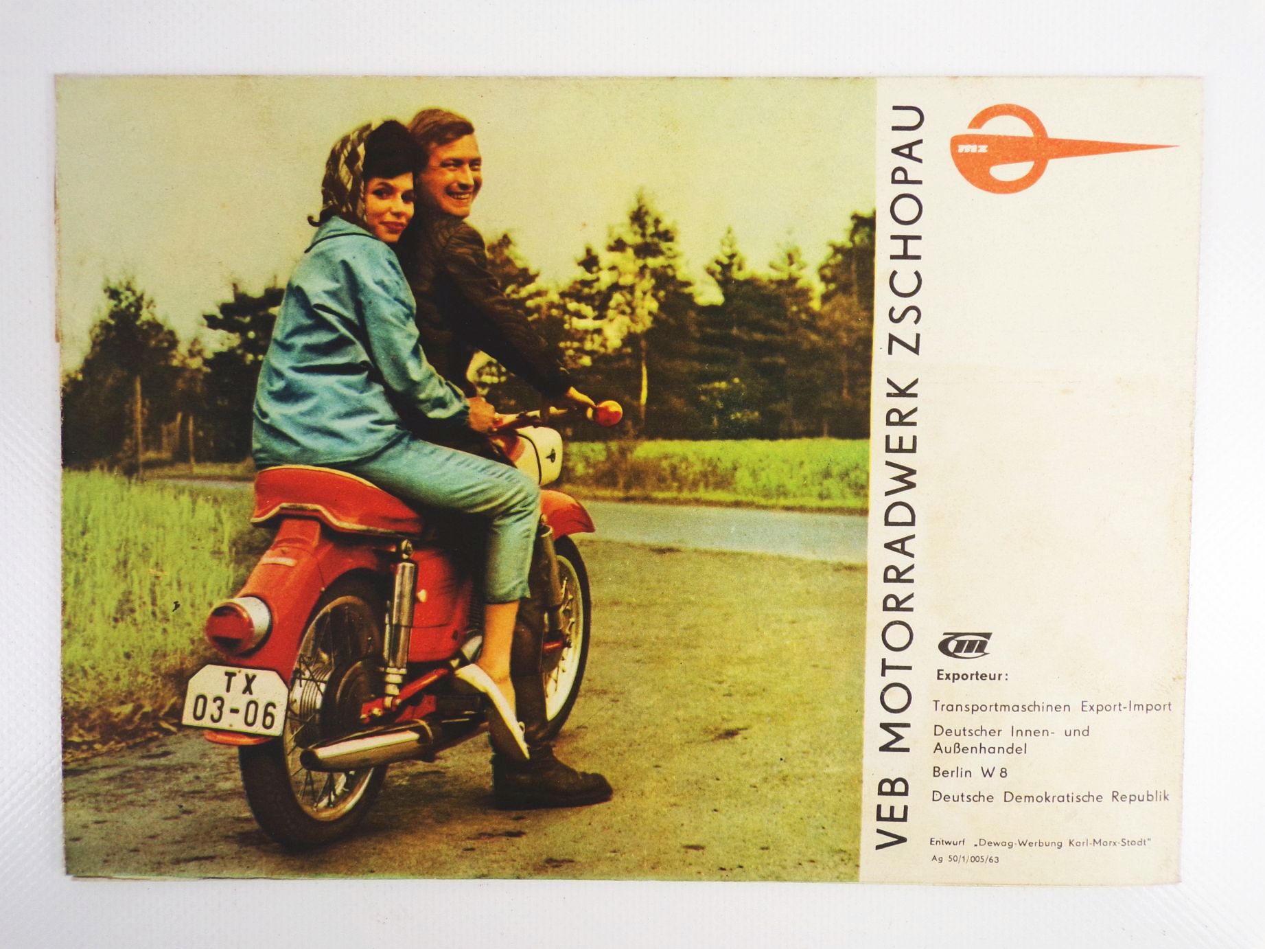 Altes Reklame Prospekt MZ Motorräder 1963 DDR Original Werbung Zschopau Altes Reklame Prospekt MZ Motorräder 1963 DDR Original Werbung Zschopau