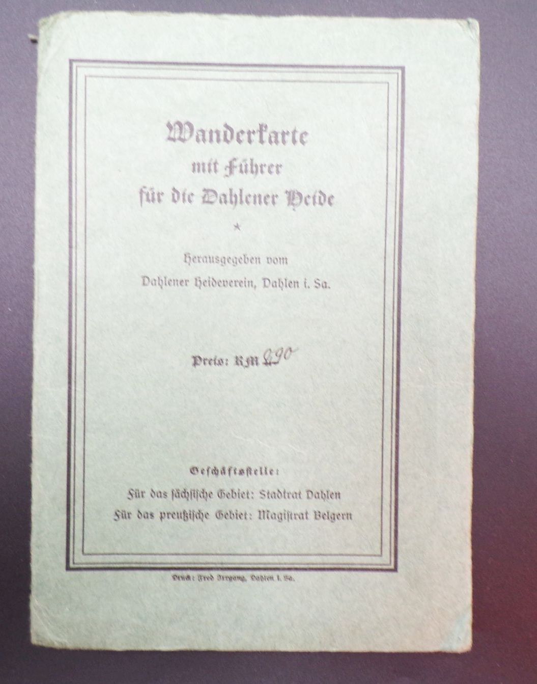 Wanderkarte für die Dahlener Heide alte Landkarte um 1930 Wanderkarte für die Dahlener Heide alte Landkarte um 1930