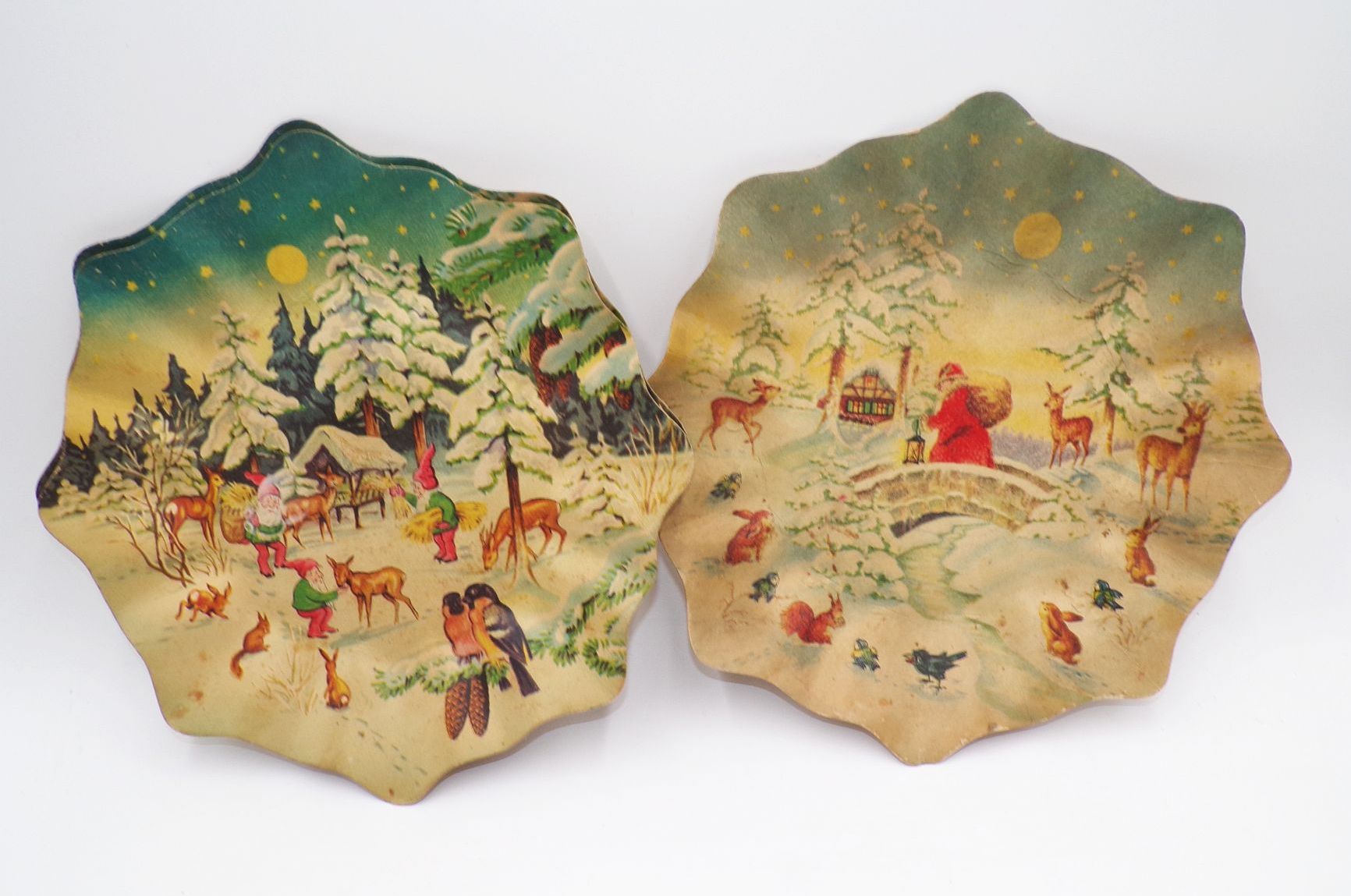 Alte Weihnachtsteller aus Pappe DDR Weihnachtsschmuck 