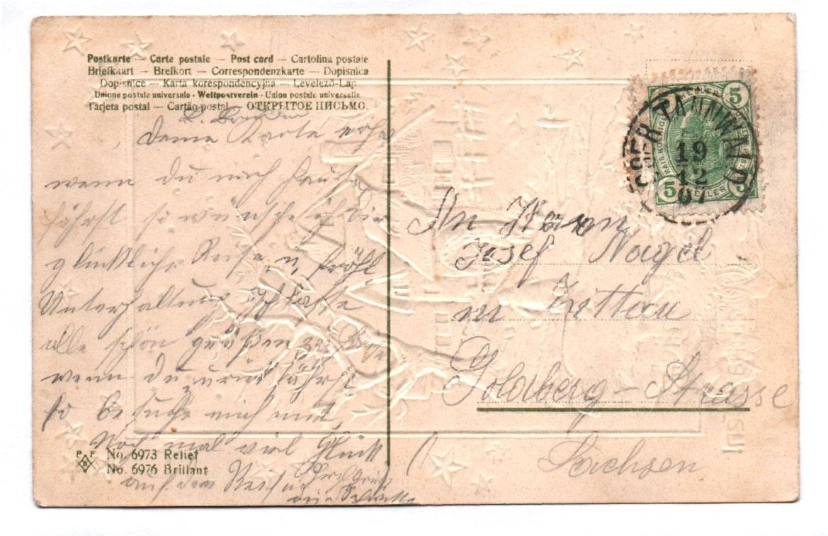 Fröhliche Weihnachten Ak Wassermühle im Winter 1907 geprägt