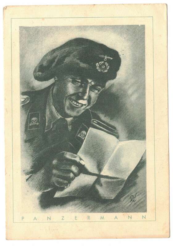 Künstler Ak Panzermann Ri 1944 Feldpost 