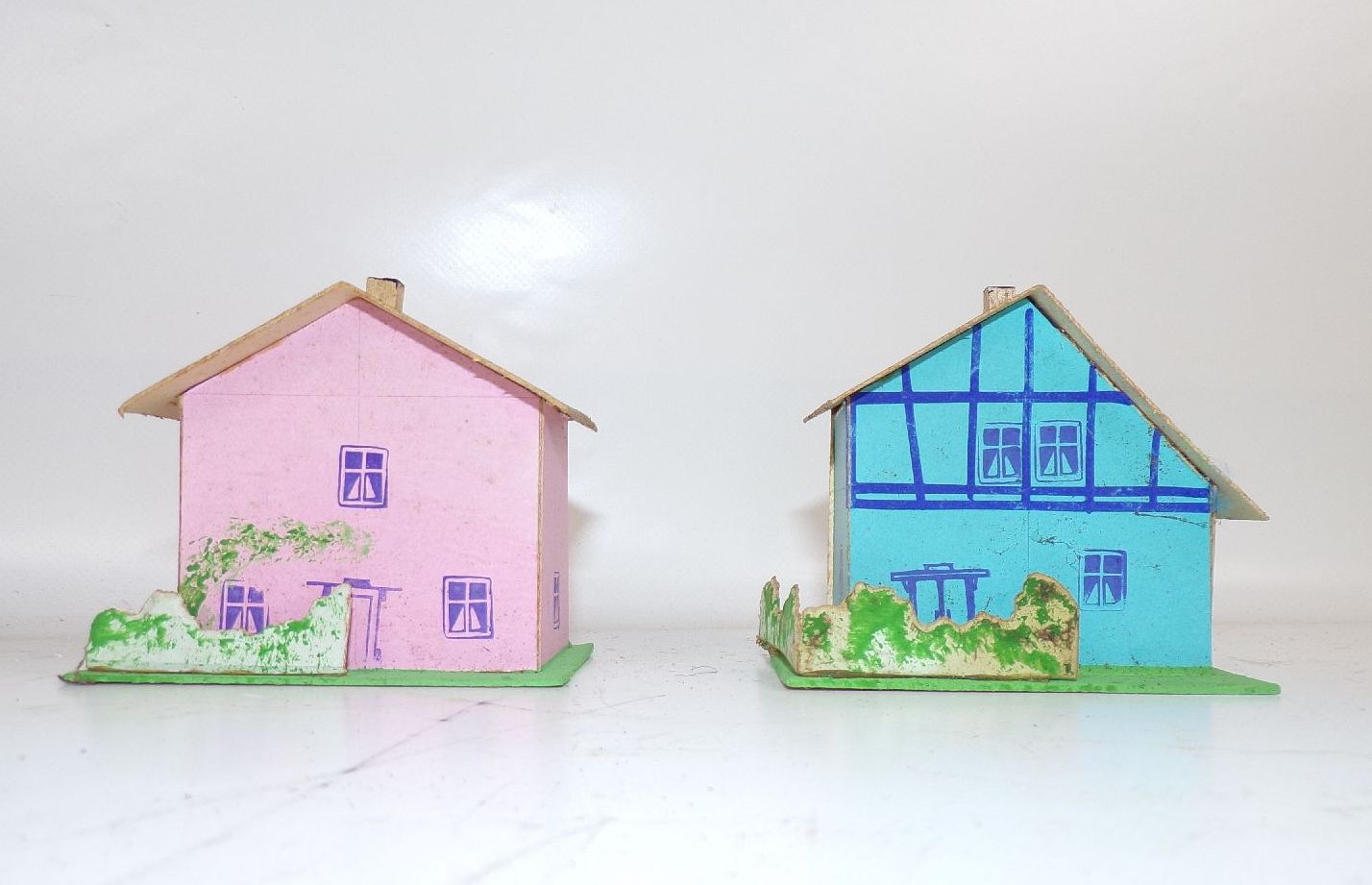 Alte Häuser aus Pappe Modellbau Modelleisenbahn 1940 1950 er OVP 