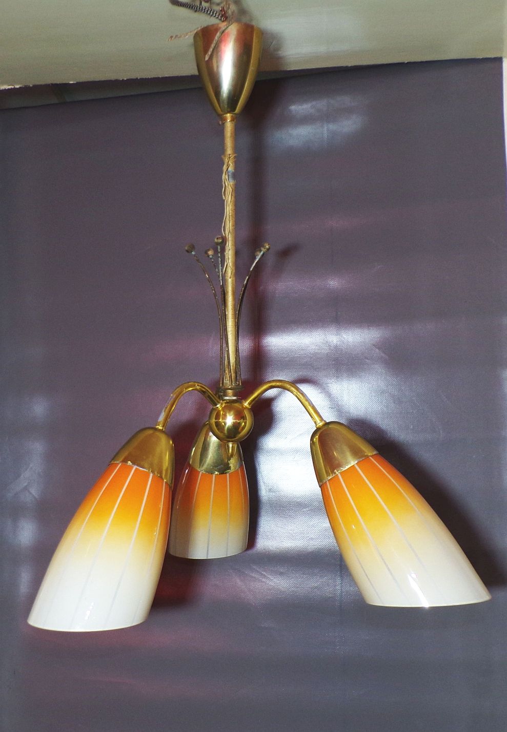 Alte Tütenlampe 3 armig E27 Rockabilly Leuchte Deckenlampe