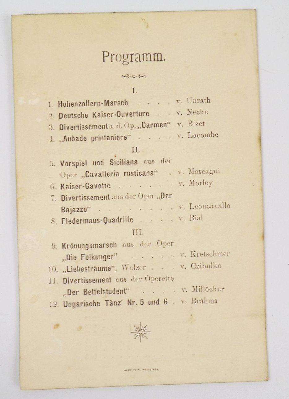 Kaiser Wilhelm II Speisekarte zum Geburtstag 1903 Litho Programm 