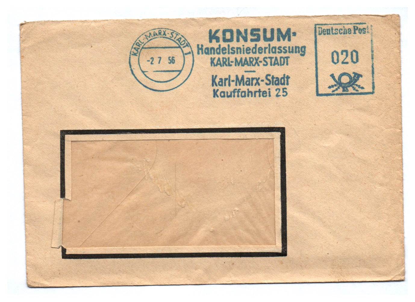 Brief 1956 DDR Karl Marx Stadt Konsum Handelsniederlassung Brief 1956 DDR Karl Marx Stadt Konsum Handelsniederlassung