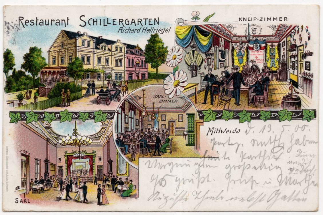 Litho Ak Mittweida Restaurant Schillergarten 1900
