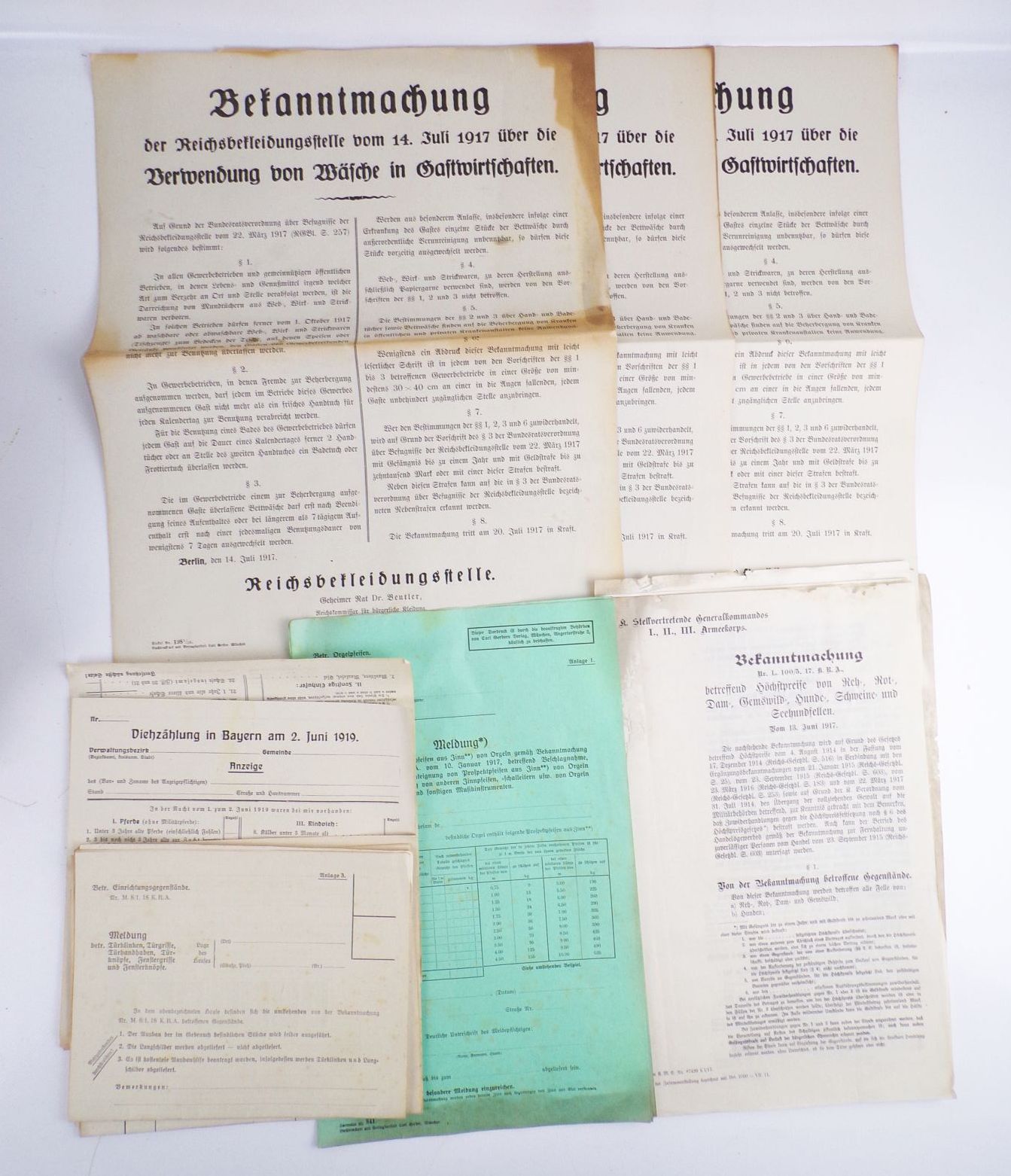 Dokumente 1 Wk blanko Beschlagnahme Orgel Lebensmittel