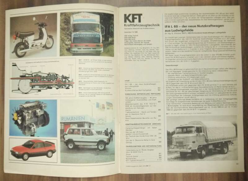 KFT Dezember 1986 NEU IFA L60 Frontantriebsmodell WARS Kraftfahrzeugtechnik