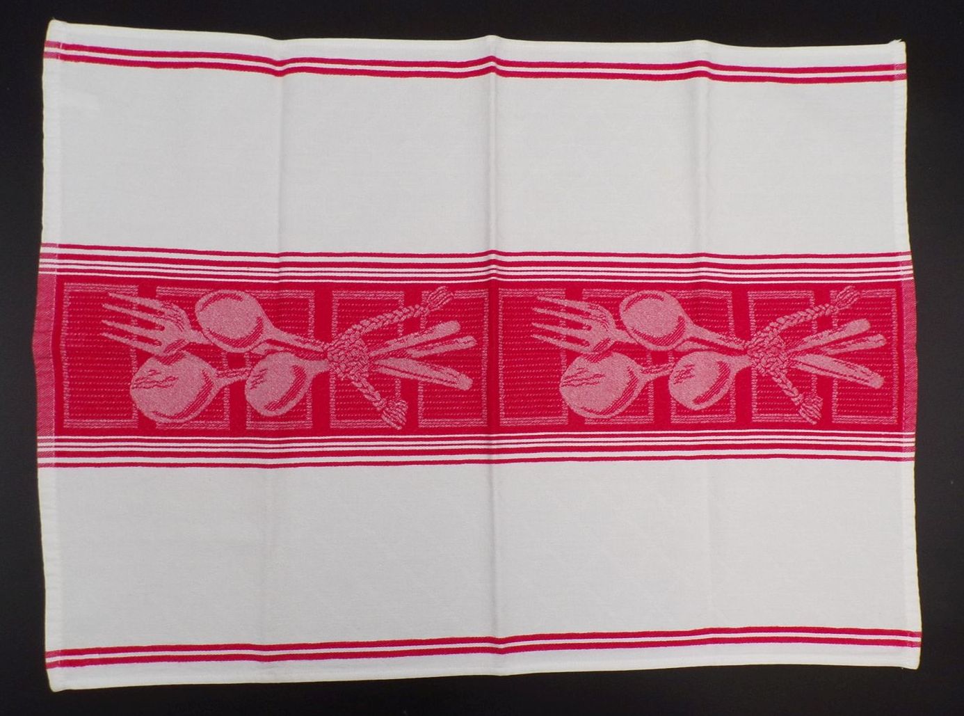 Altes Küchentuch Rot Weiß 51 x 54 cm Baumwolle Küchenwäsche 