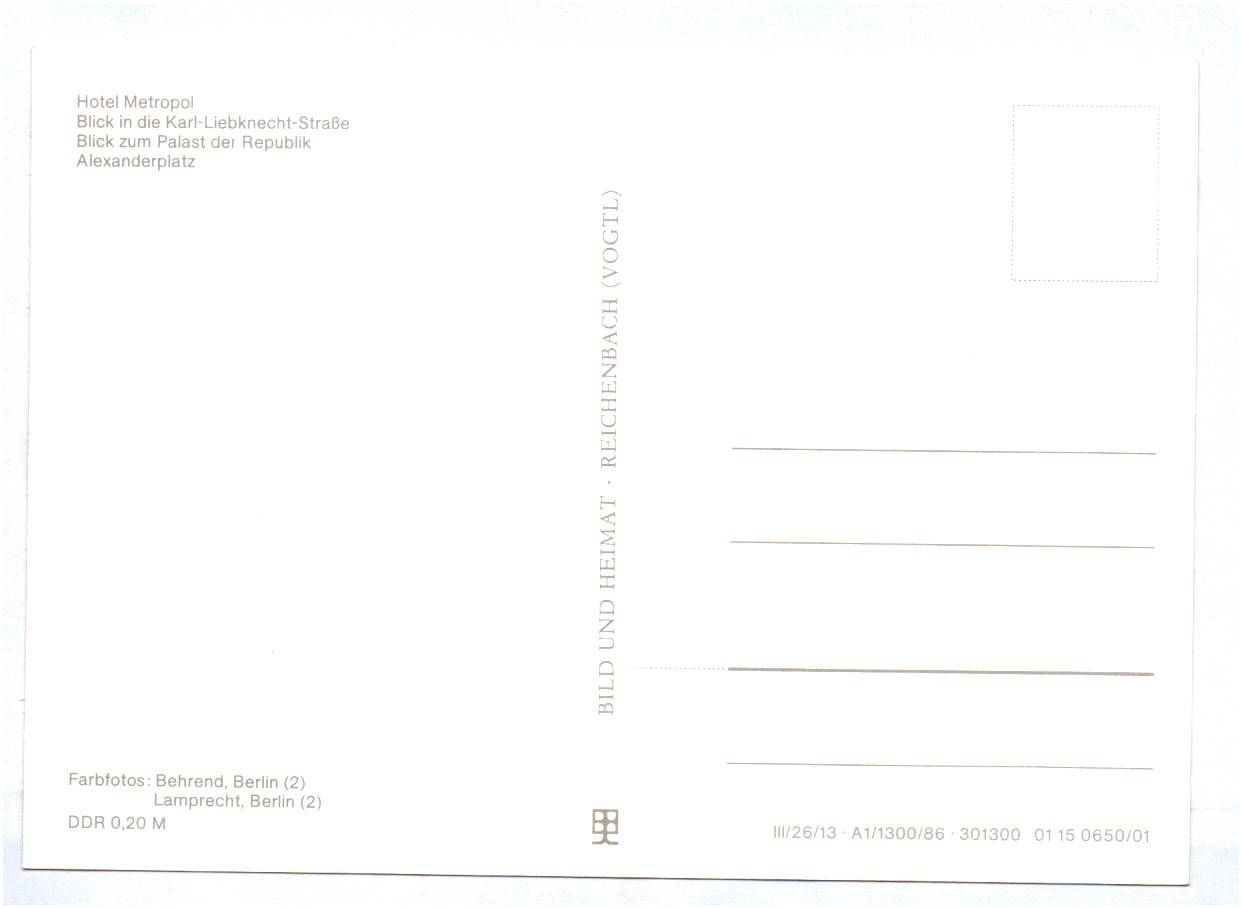 Ak Berlin 750 Jahre Hotel Metropol Palast der Republik 1986 DDR Ak Berlin 750 Jahre Hotel Metropol Palast der Republik 1986 DDR