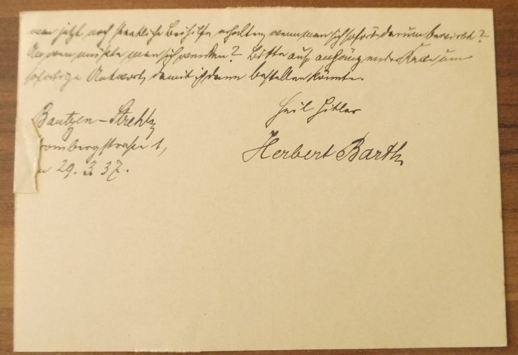 Brief Bautzen Postkarte Deutsches Reich 1937