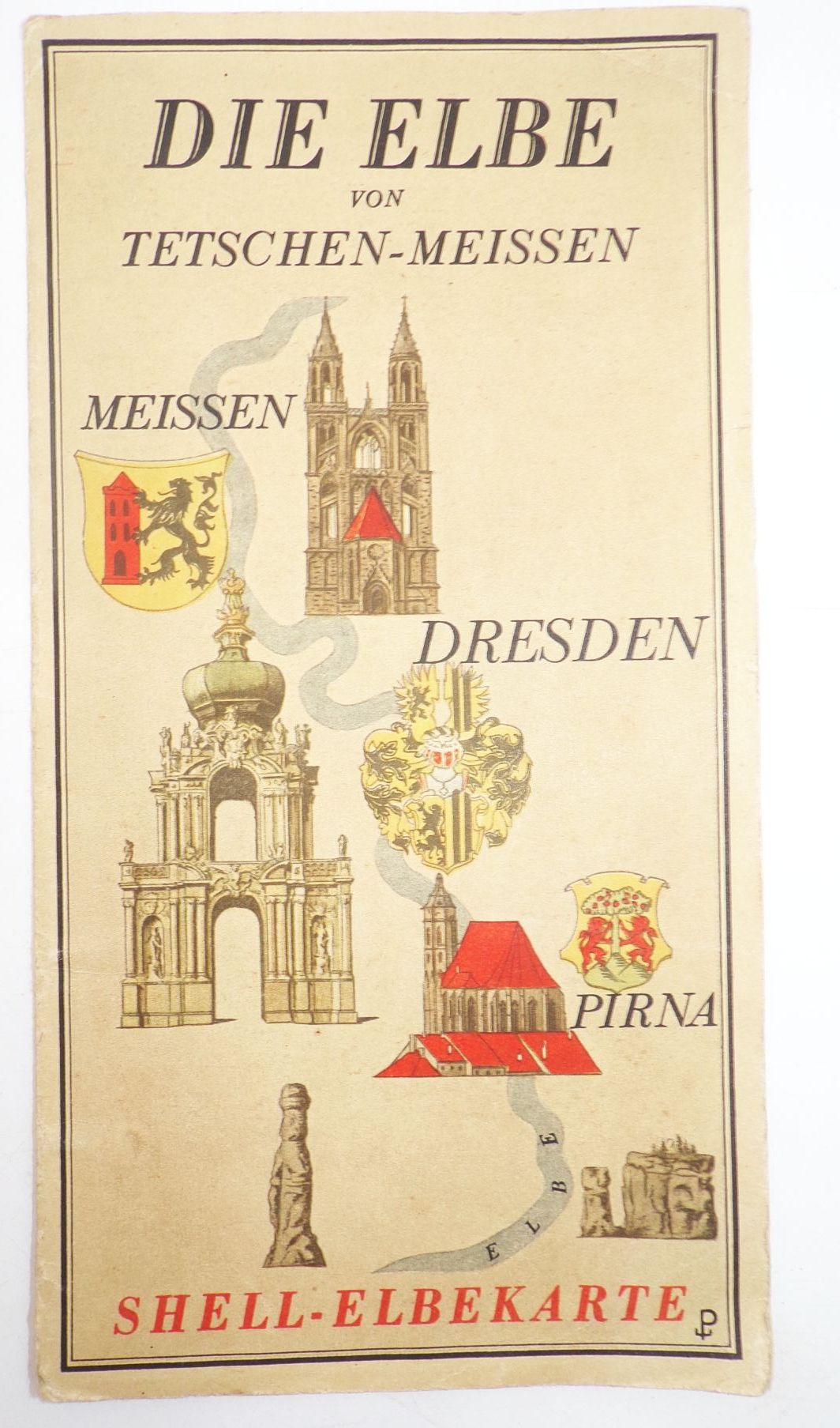 Landkarte Die Elbe von Tetschen nach Meissen Shell Elbekarte