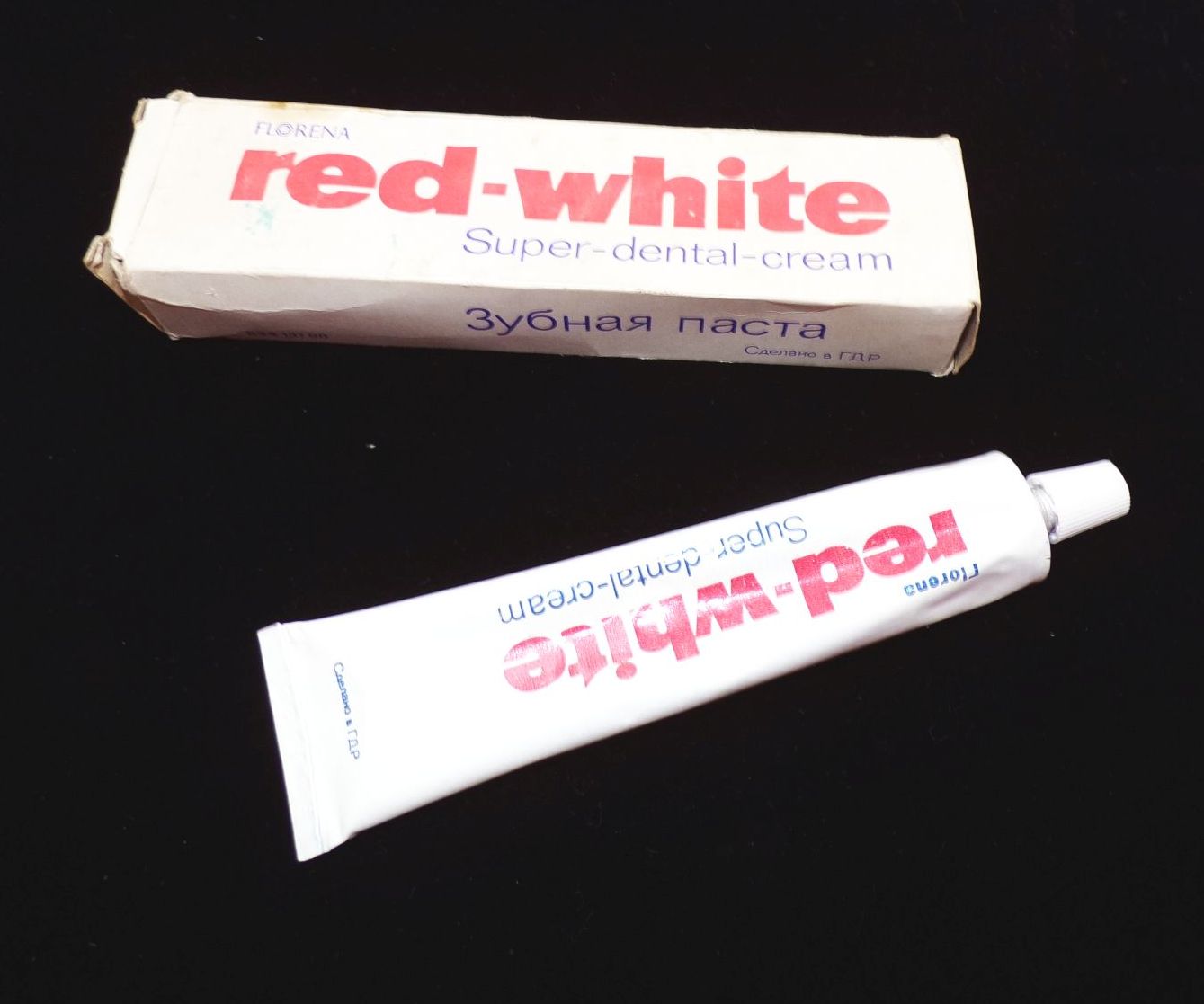 Florena Red White Zahnpasta Super Dental Cream OVP Vintage