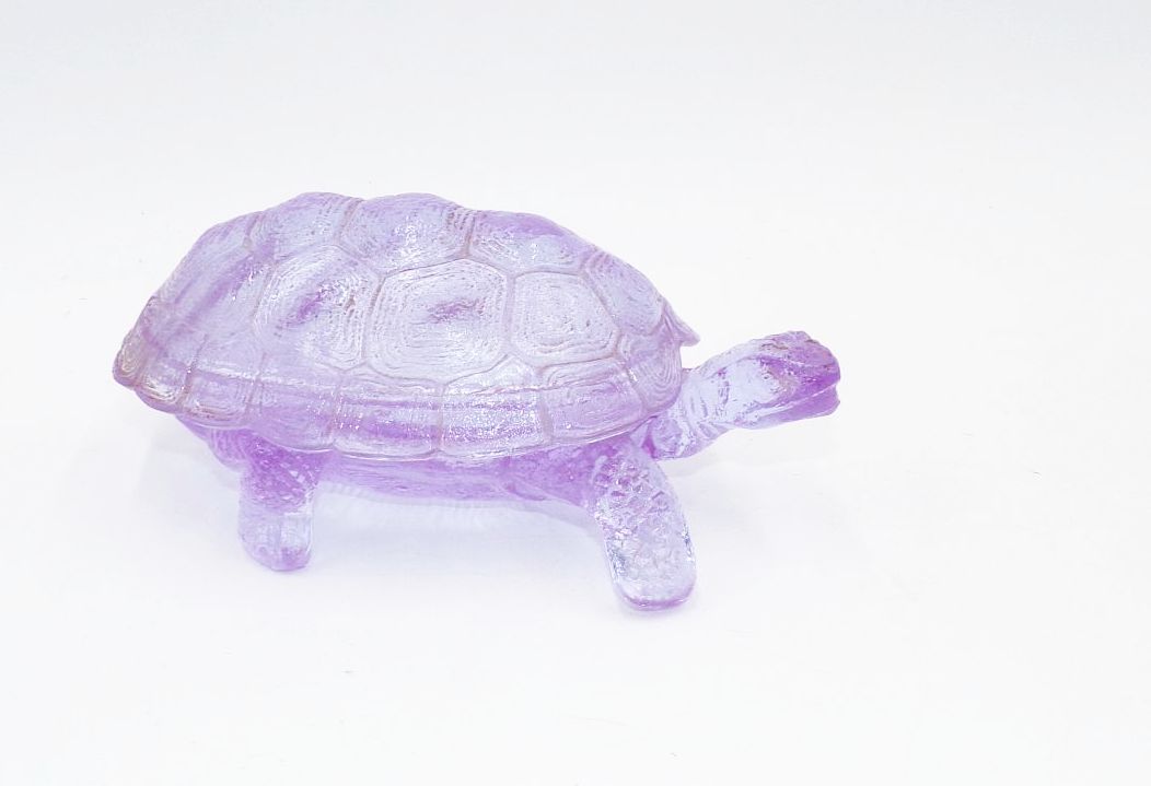 Alte Schildkröte Glas Schmuckdose Glaschale Violett Vintage