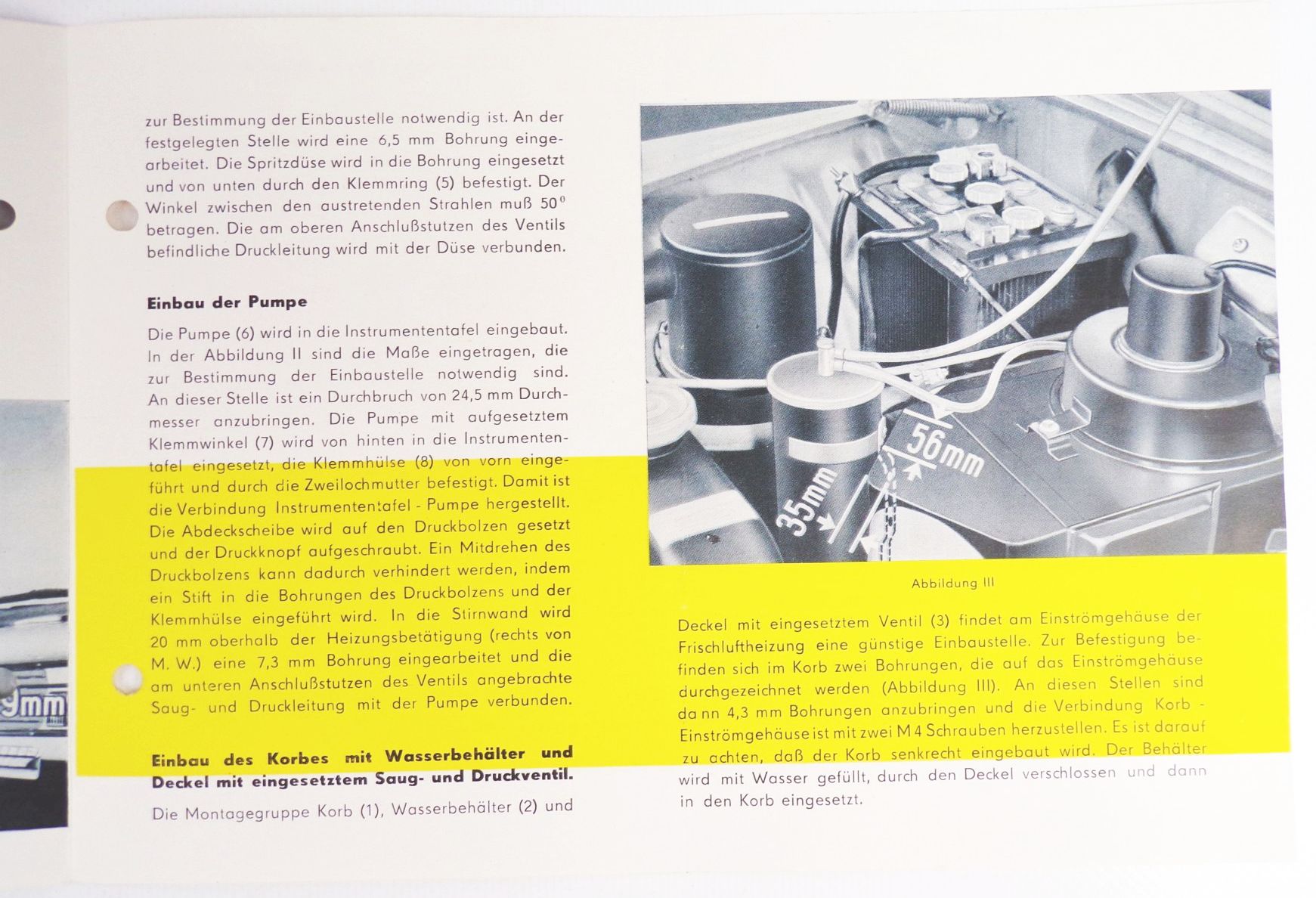 Altes Prospekt Wartburg 311 Scheibenwaschanlage 1963