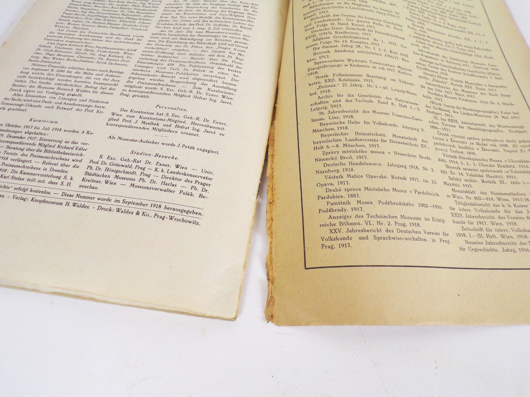 Berichte aus dem Knopf Museum Heinrich Waldes Prag Wrschowitz 1918 