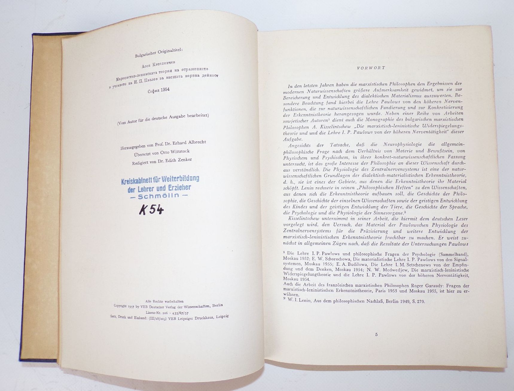 Pawlow höhere Nerventätigkeit 2 Bücher DDR Ausgaben