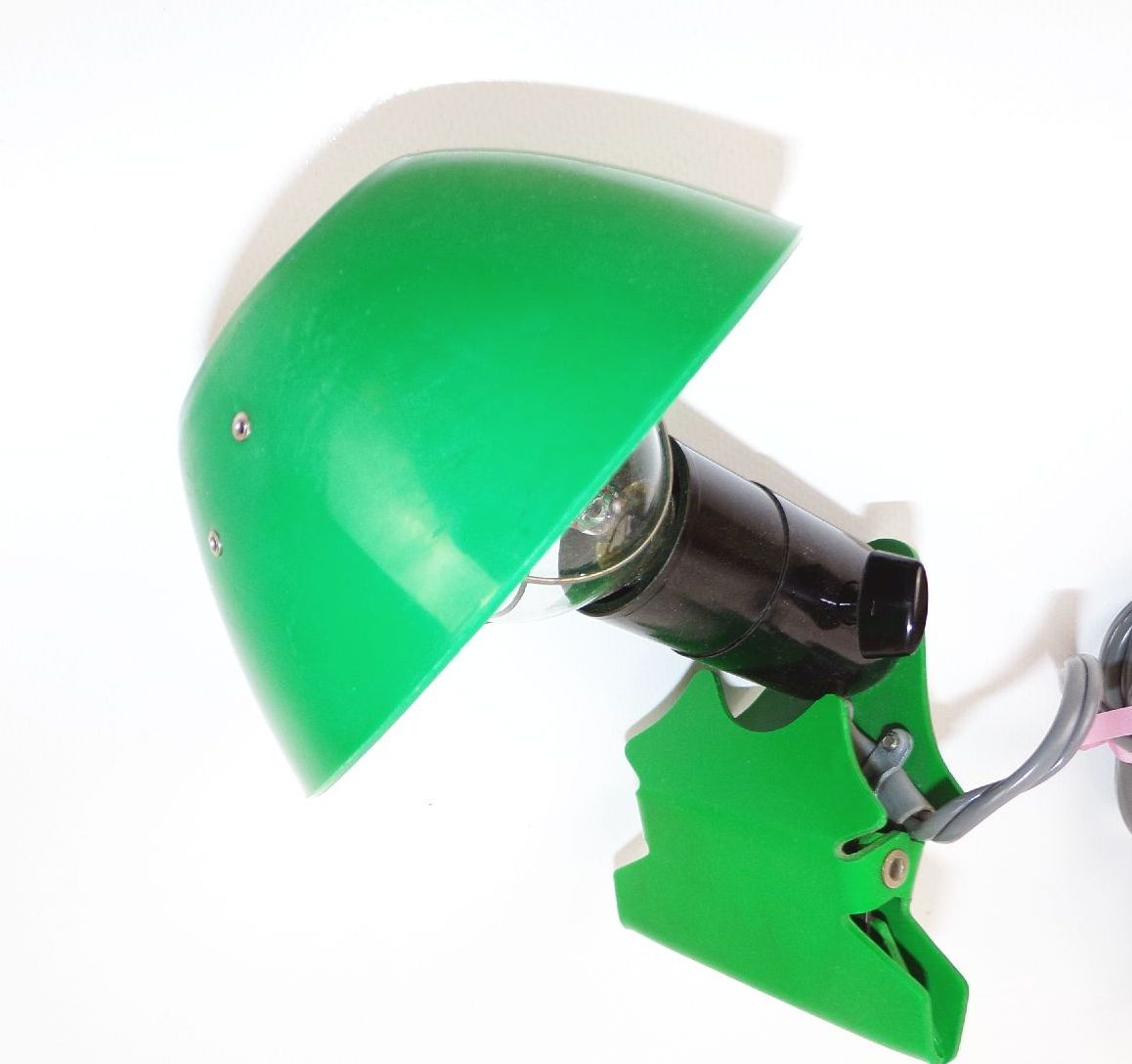Alte Leselampe Klemmleuchte Grün Schwarz DDR E14 Retro 
