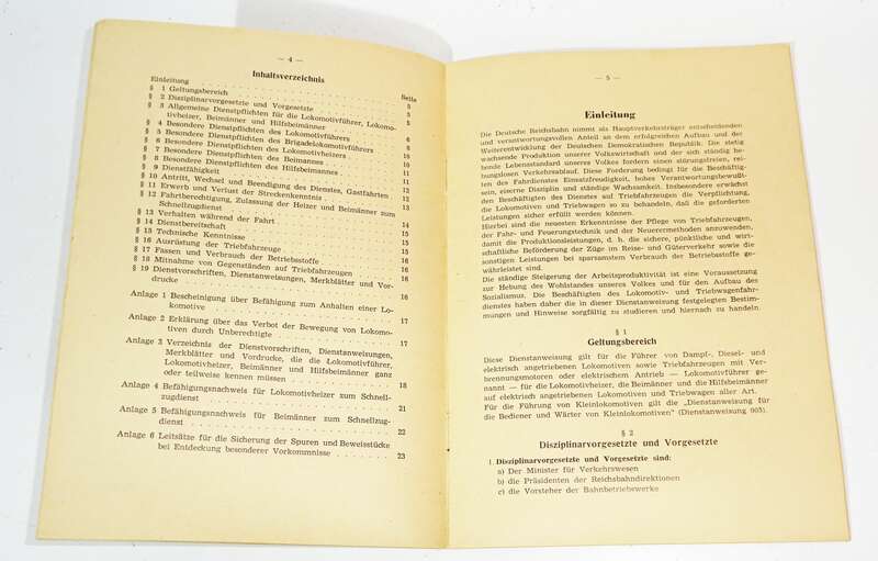 Dienstanweisung für Lokomotiv Triebwagen Personal 1957 DR