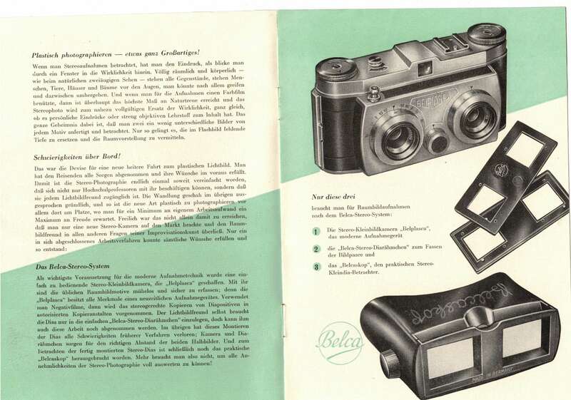 Prospekt Belca plastisch fotografieren 3D Stereokamera 1956 