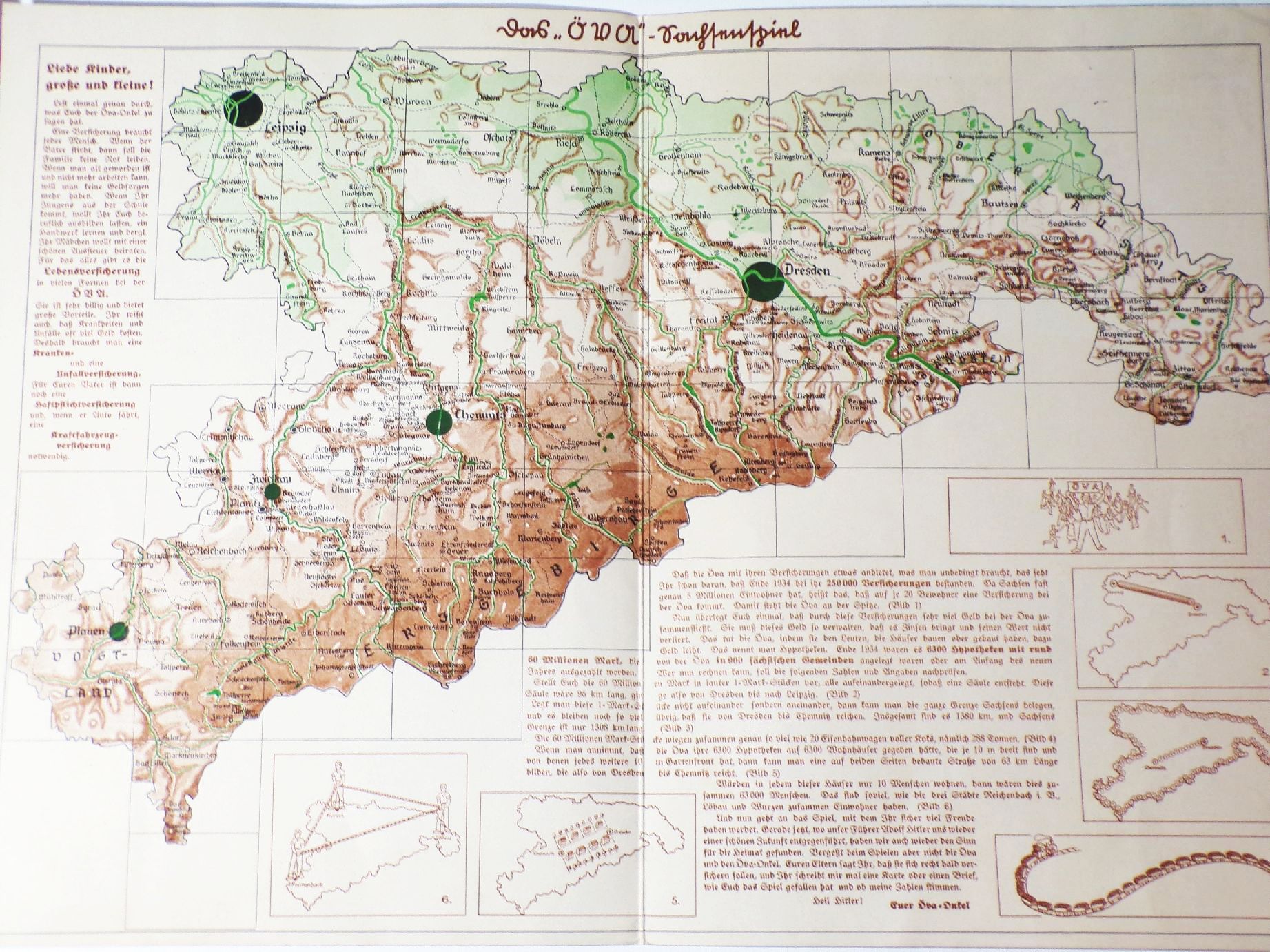 Das Sachsen Spiel Versicherung Sparkassen Reklame Brettspiel 1930er 