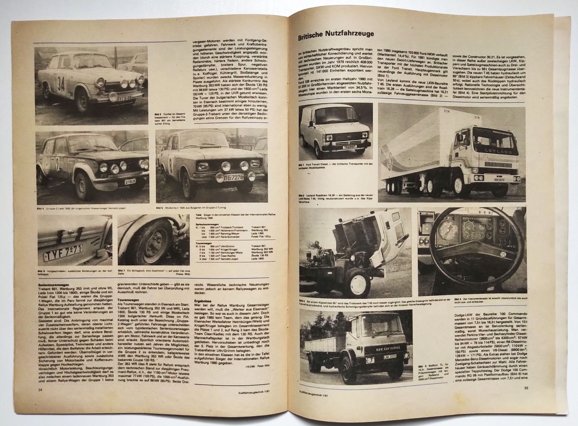 Zeitschrift KFT Nr 1 Trabant 601 S de Luxe Kraftfahrzeugtechnik 1981 DDR