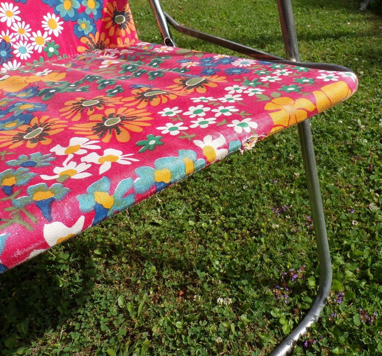 DDR Klappstuhl Gartenstuhl Campingstuhl Bunt Blumen 