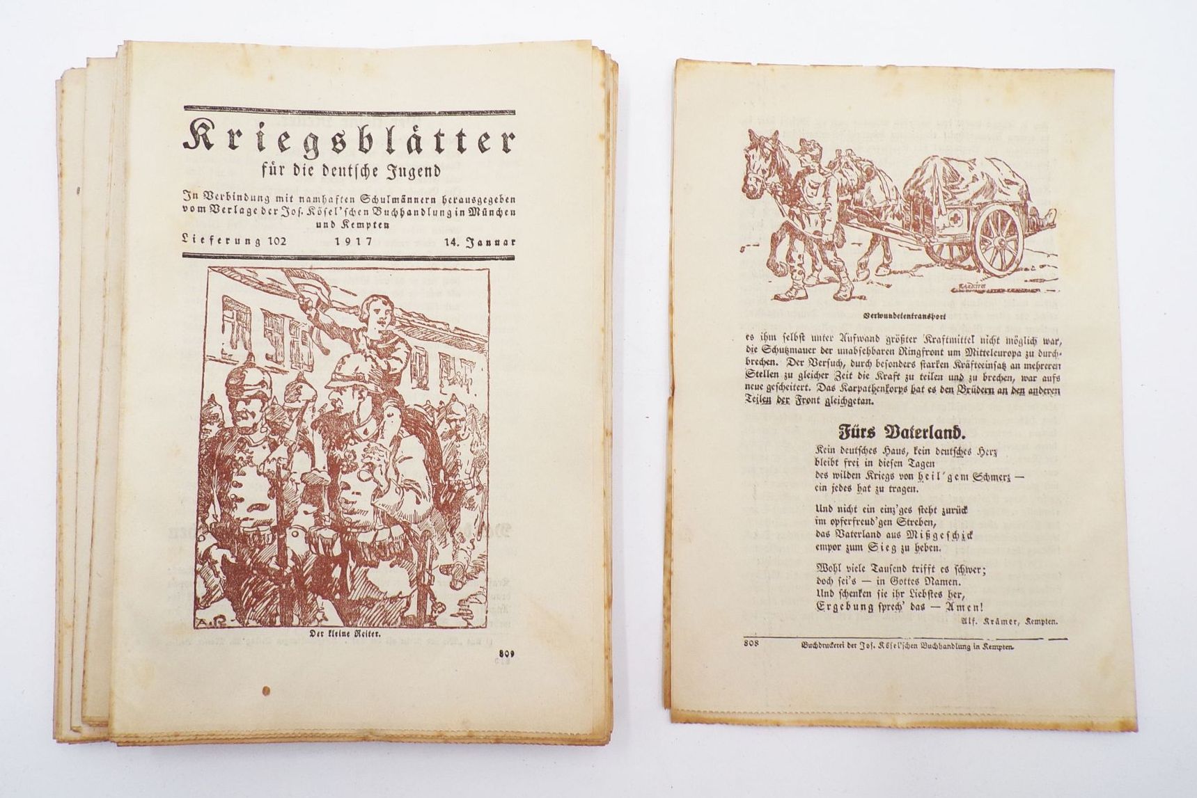 Kriegsblätter für die deutsche Jugend 101 bis 132 München Kempten 1917