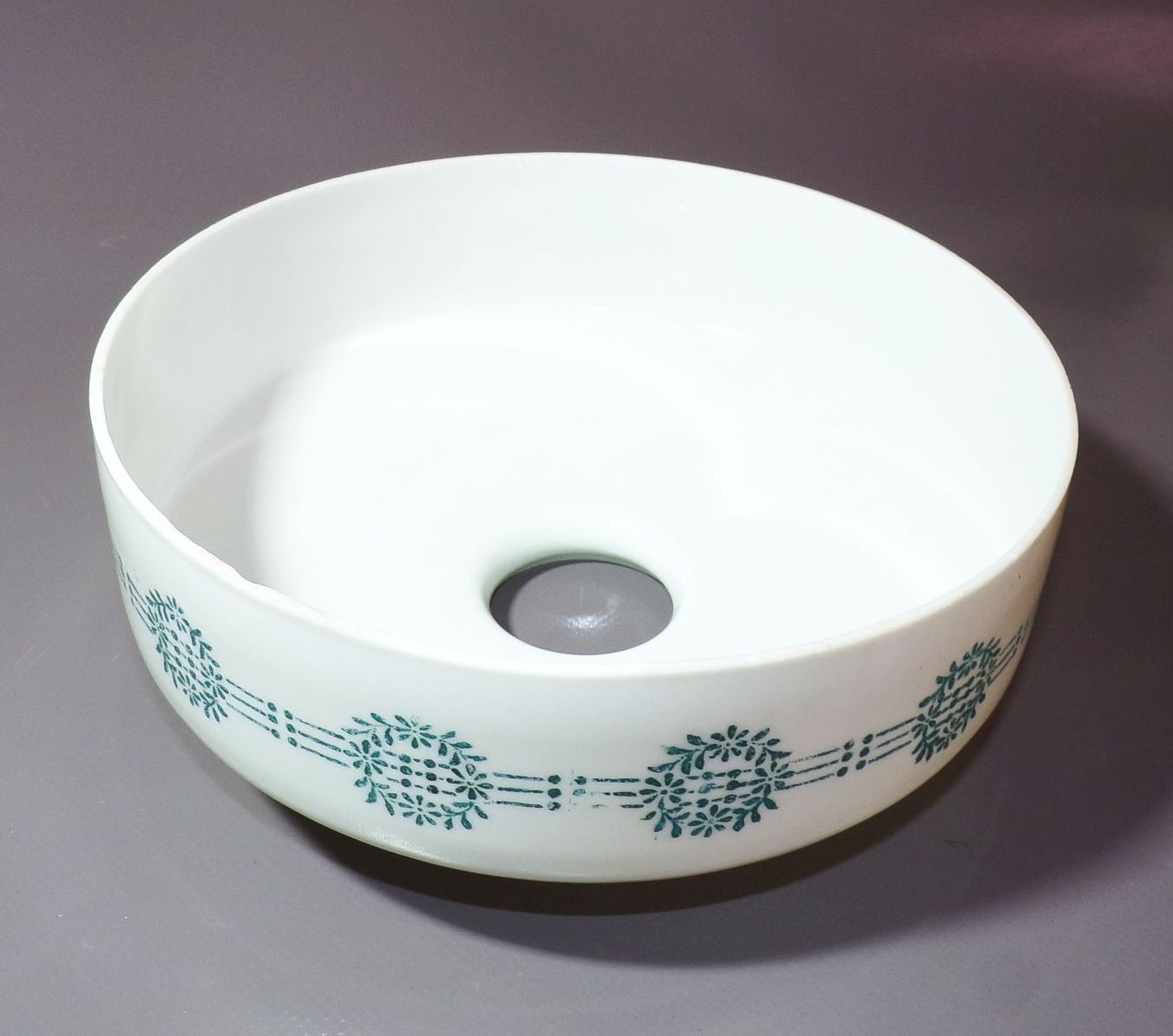 Alter Lampenschirm Glas Weiss Grün 1930er vintage 