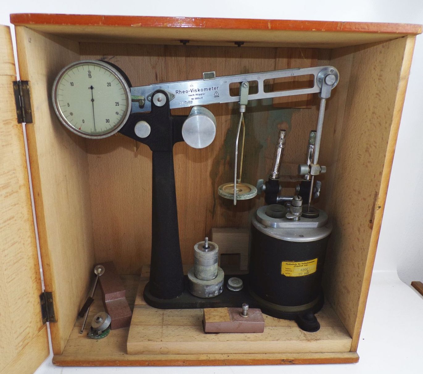 Rheo Viskometer nach Höppler Viscometer Holzkoffer DDR Meßgerät 