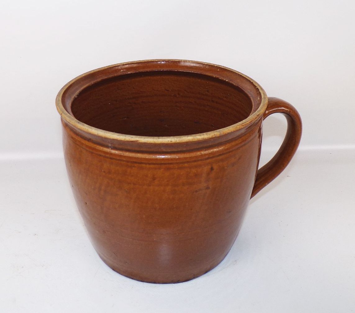 Alter Topf Steingut Keramik Braun Pflanzgefäß Behälter Gartendeko 