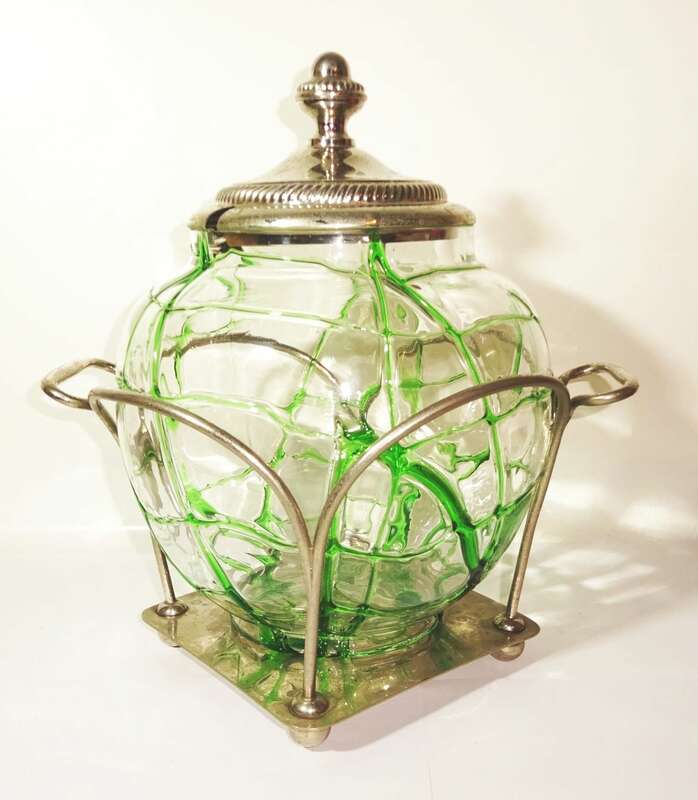 Alte Glasbowle Grün Art Deco Bowle dekorativ