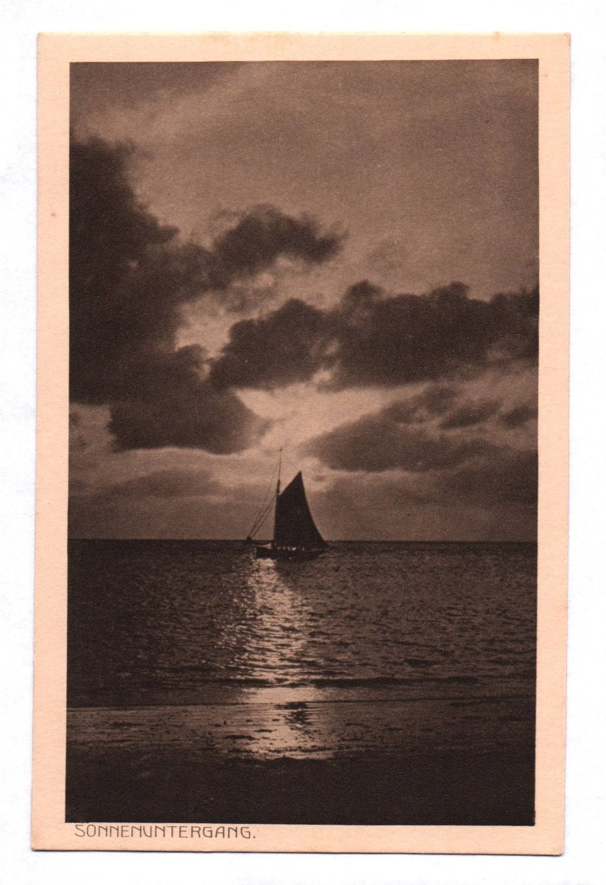 Ak Sonnenuntergang Rügen 1912 Boot auf dem Meer Ak Sonnenuntergang Rügen 1912 Boot auf dem Meer