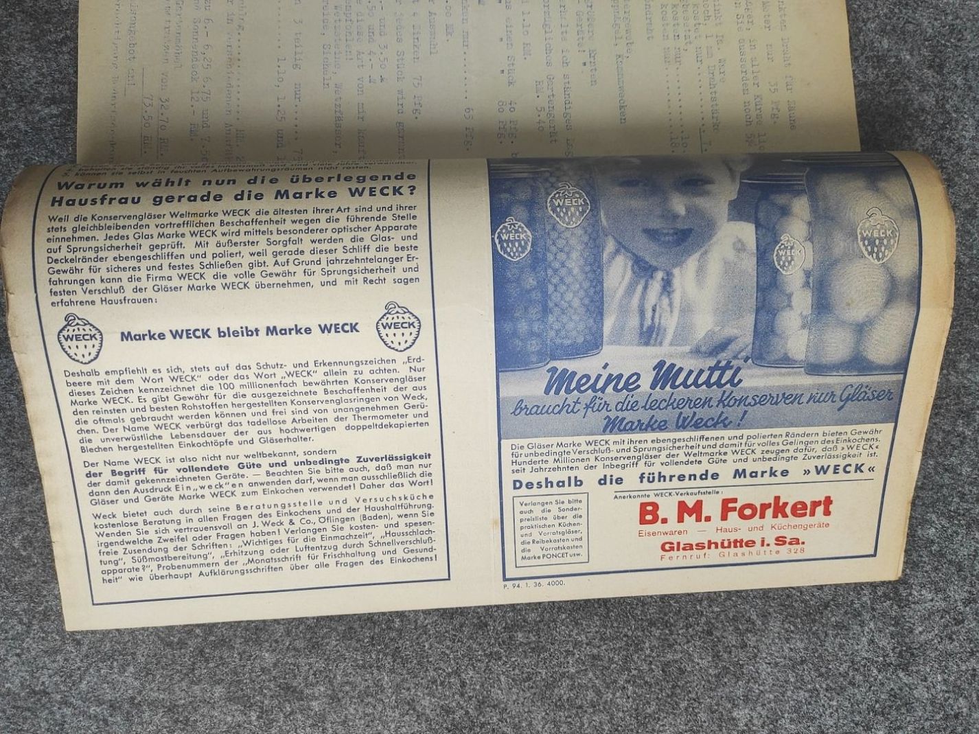 Alte Preisliste Forkert Glashütte Einkochgläser Küchengeräte Alte Preisliste Forkert Glashütte Einkochgläser Küchengeräte