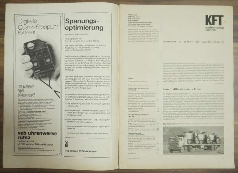 KFT April 1980 Straßenverkehr in Kuba DDR Zeitschrift Trabant