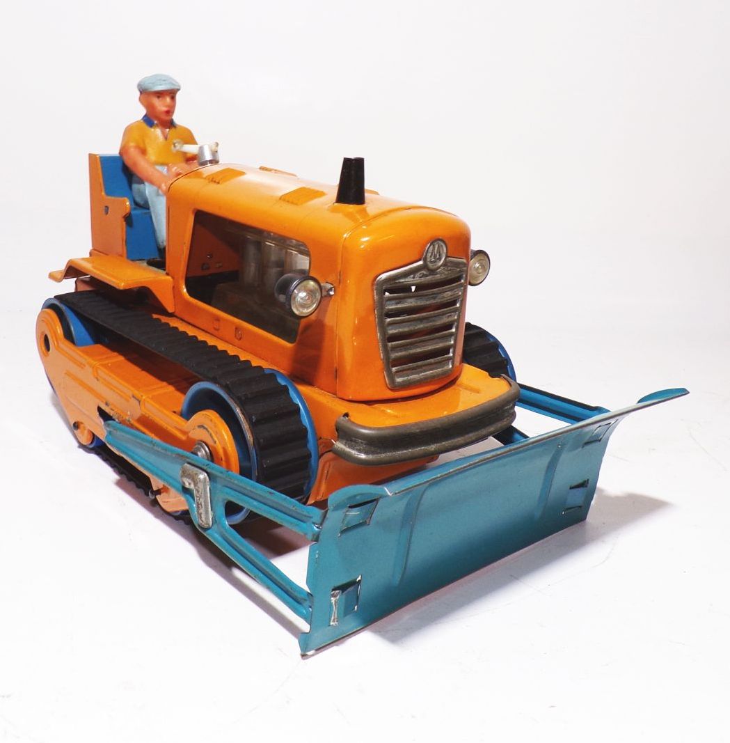 MSB Raupe Raupenschlepper mit Fahrer Orange DDR Spielzeug