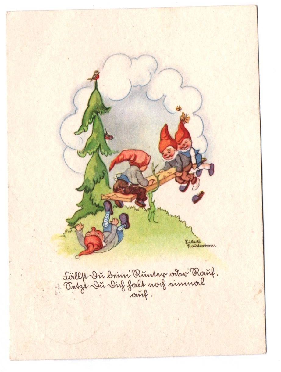 Ak Liesel Lauterborn Zwerge auf Wippe 1954
