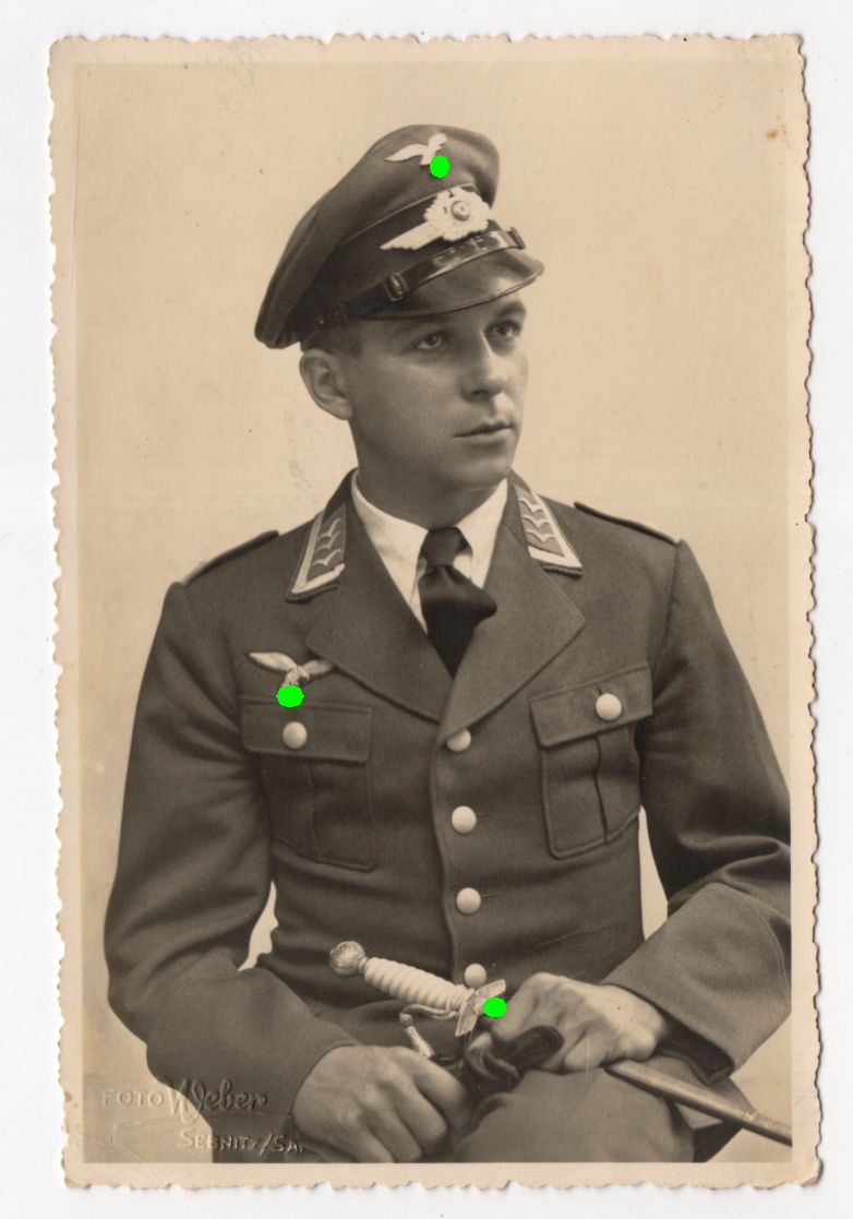 Foto Ak Obergefreiter der Luftwaffe mit Luftwaffendolch 2 Weltkrieg Sebnitz