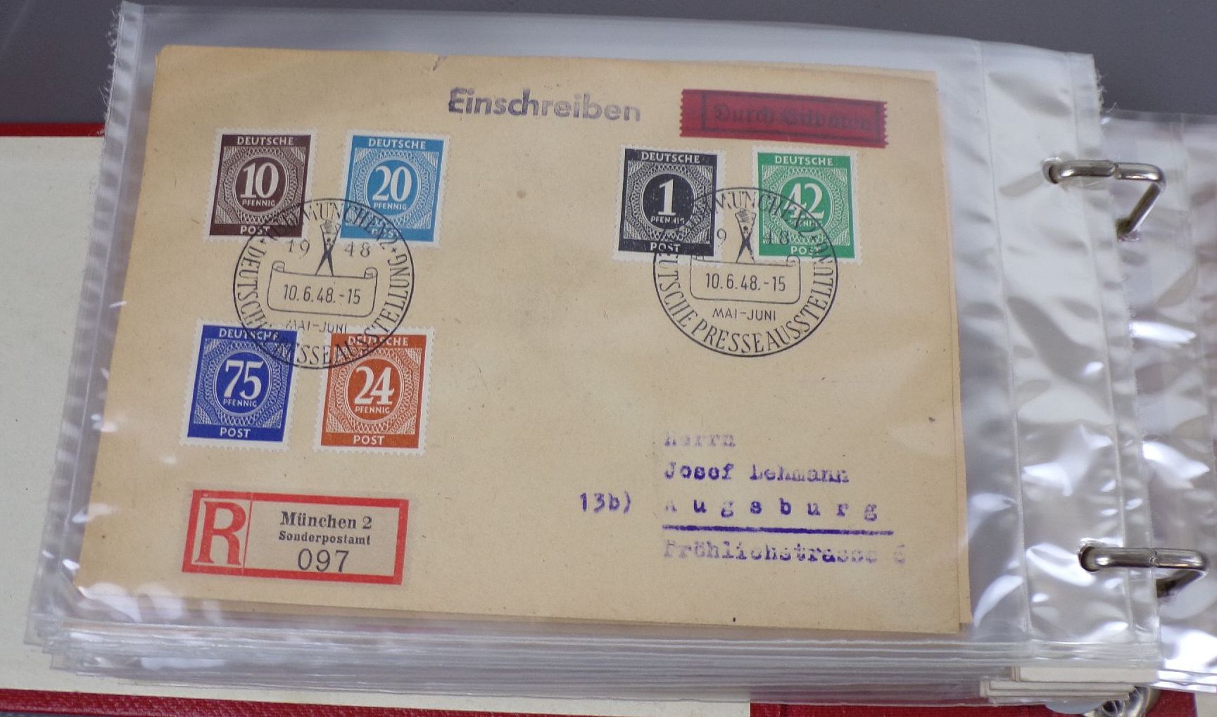 Bi Zone Ordner mit Briefen 1948 Friedberg Augsburg München Sammlung