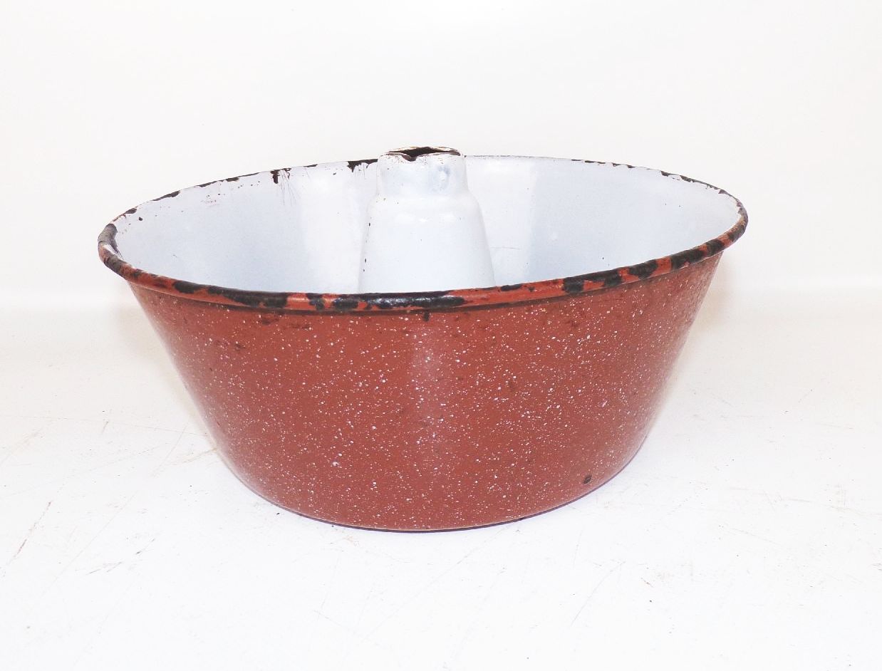 Alte Kuchenbackform Braun Weiss Emaille Backform Gugelhupf Vintage